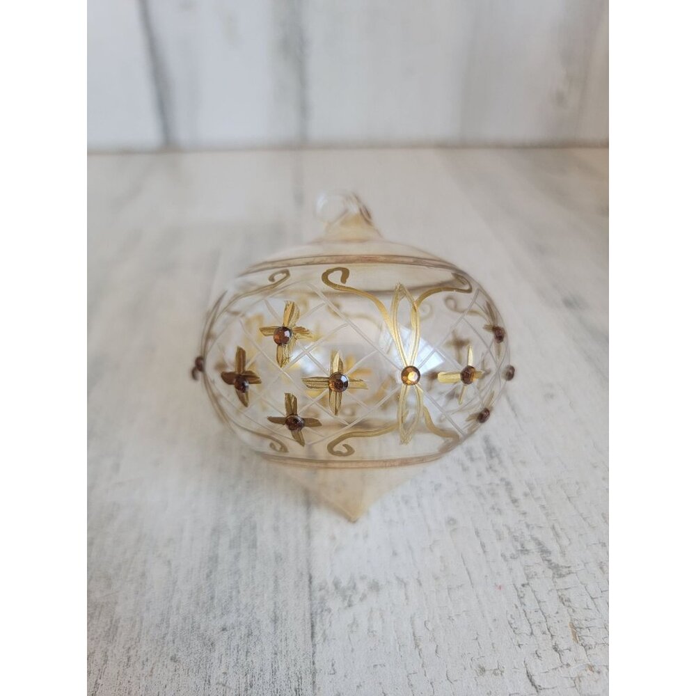 Abstract glass gold star bedazzle ornament Xmas